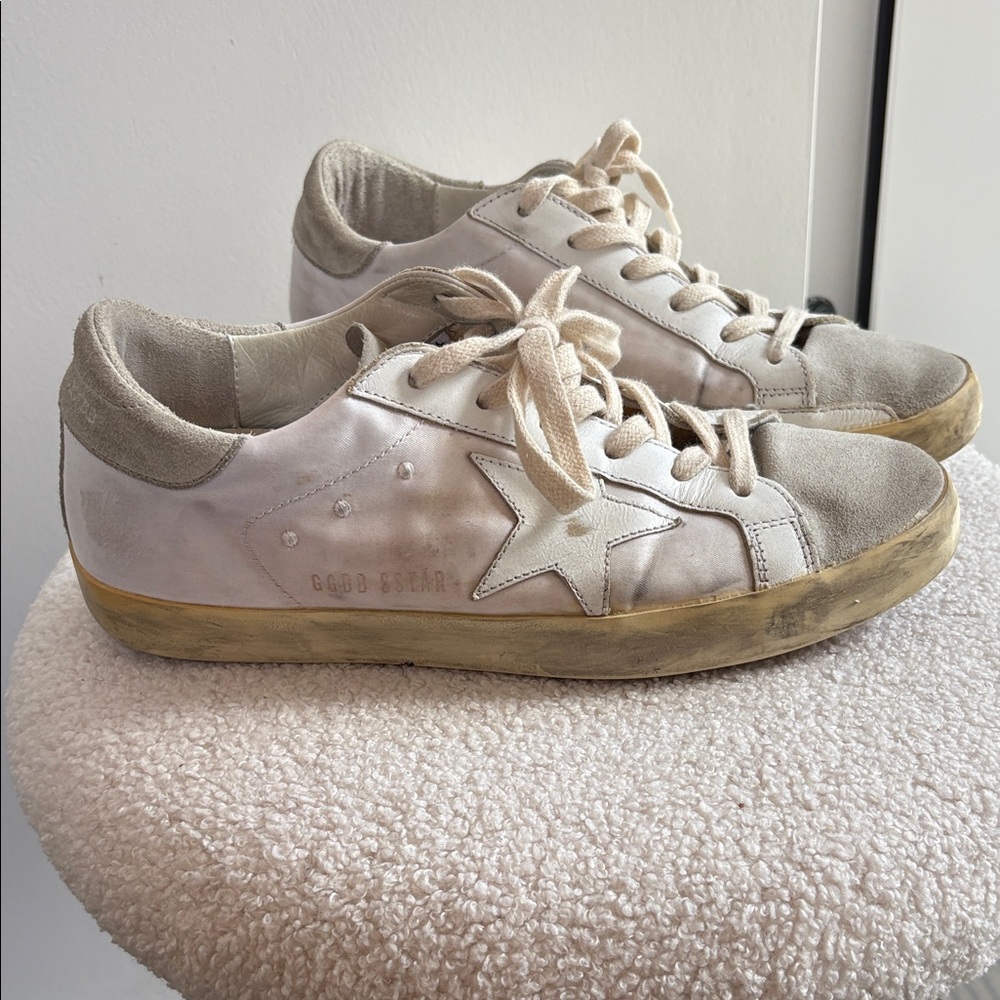 Golden Goose Superstar White Satin/Suede/Leather 37 EUC Authentic